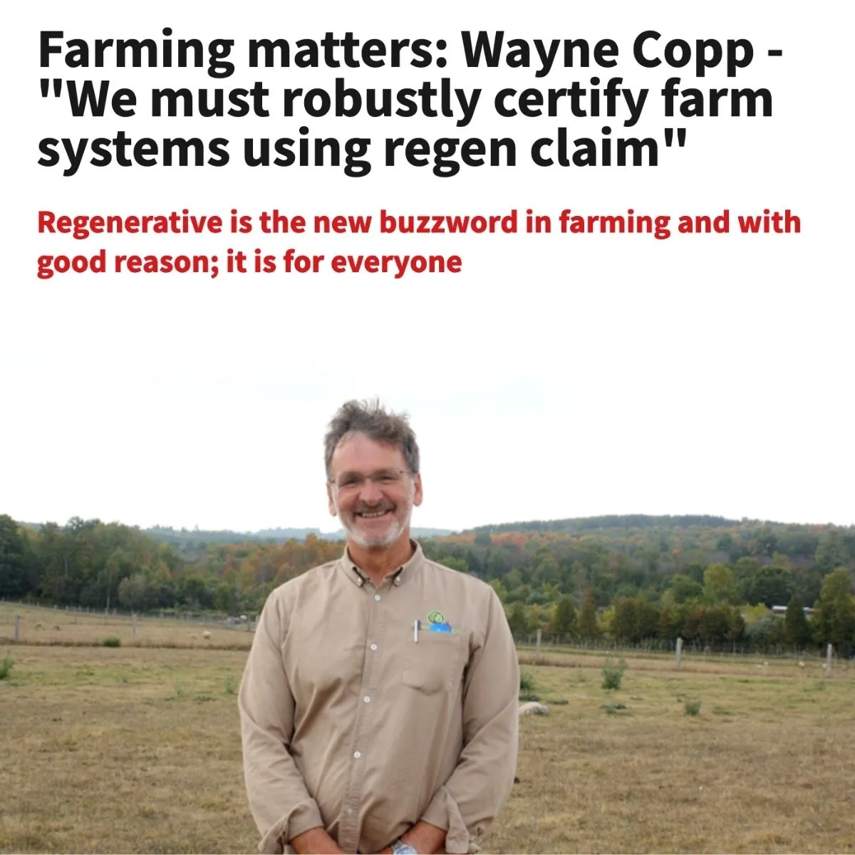 Important Article in Farmers Guardian by Wayne Copp, ED of AGW UK